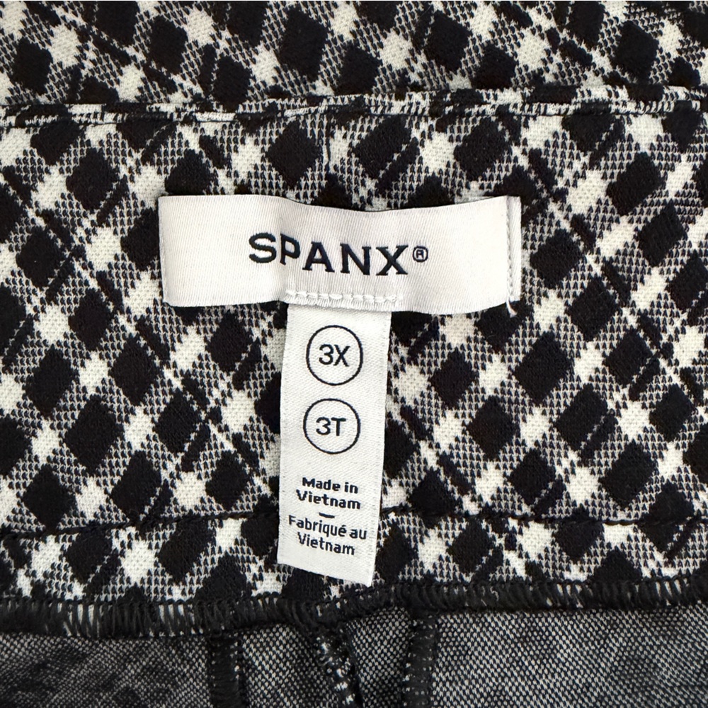 NWT Spanx Ponte Jacquard Wide Leg Pant Black White Plaid Size 3X - Picture 9 of 10